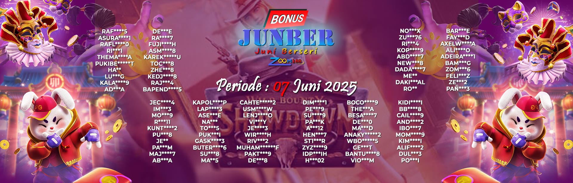 WINNER BONUS JUNBER ZOOM188