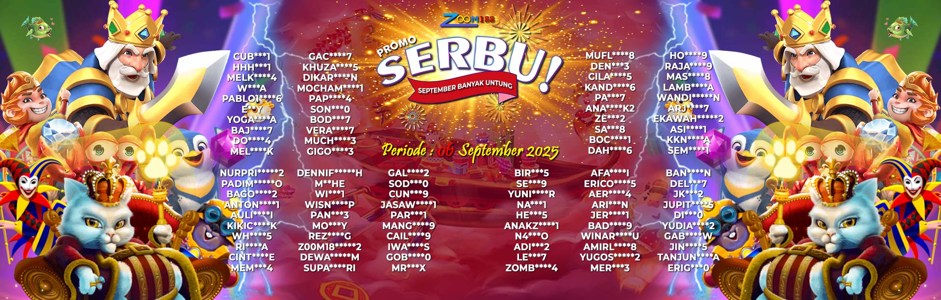 WINNER SEPTEMBER SERBU ZOOM188