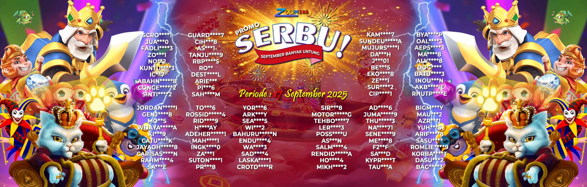 WINNER SEPTEMBER SERBU ZOOM188