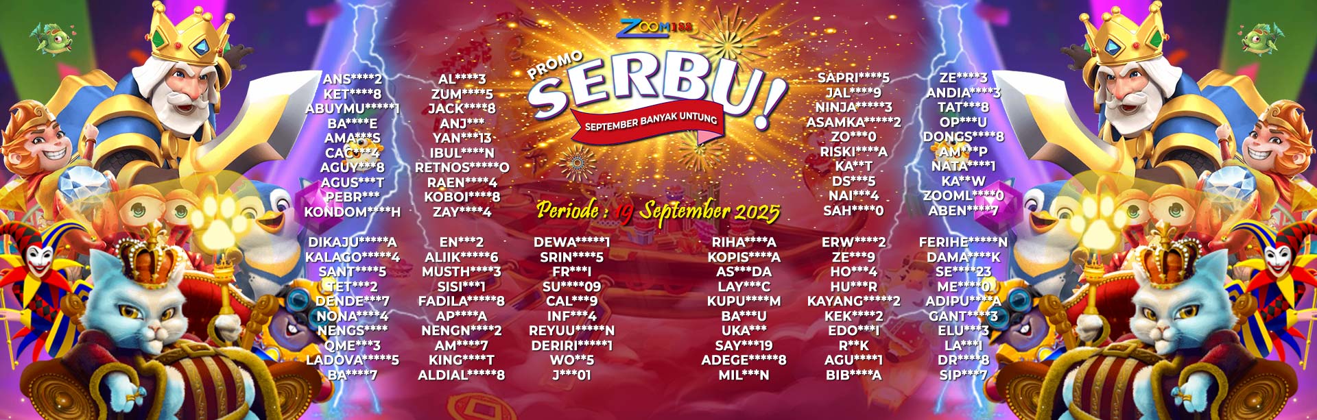 WINNER SEPTEMBER SERBU ZOOM188