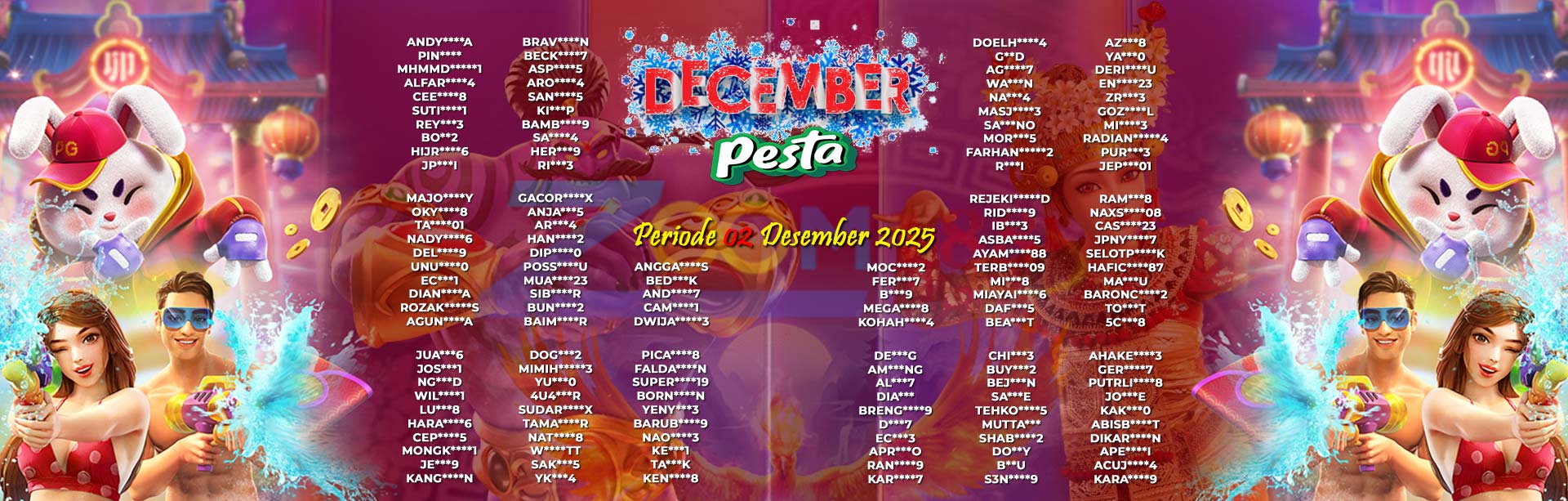 WINNER DECEMBER PESTA ZOOM188