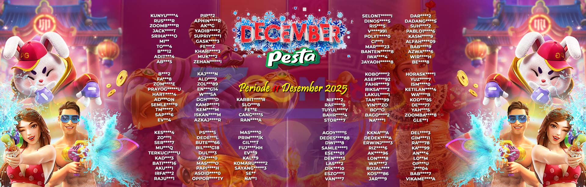 WINNER DECEMBER PESTA ZOOM188